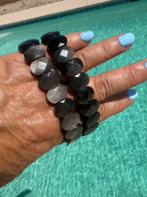 Load image into Gallery viewer, Faceted Silver Sheen Obsidian Bracelet
