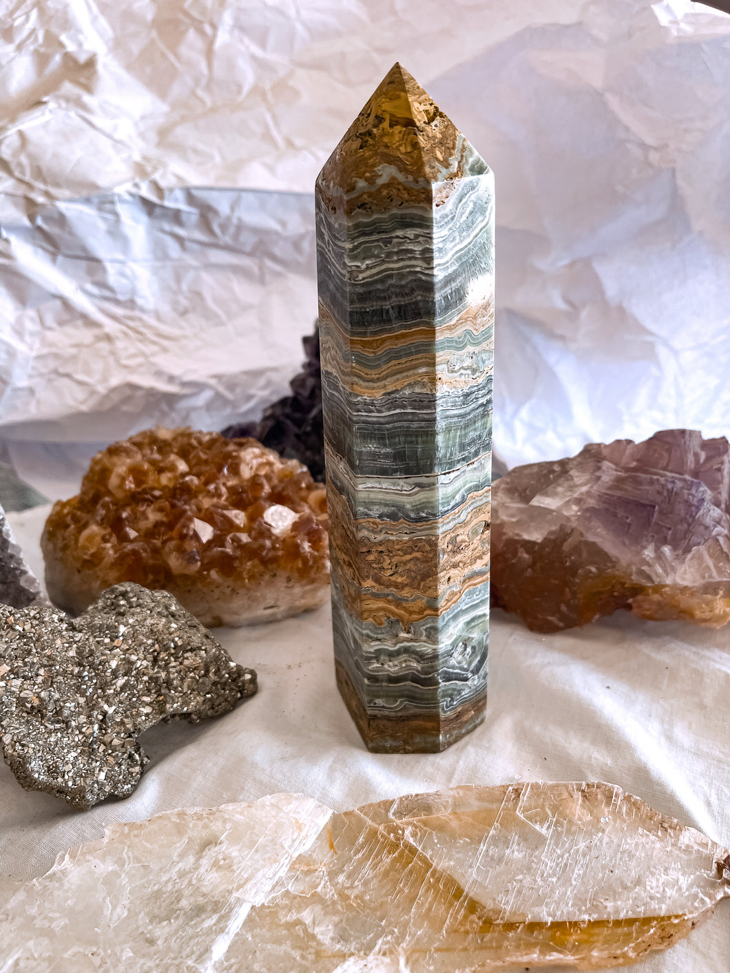 Green/Brown Calcite Tower