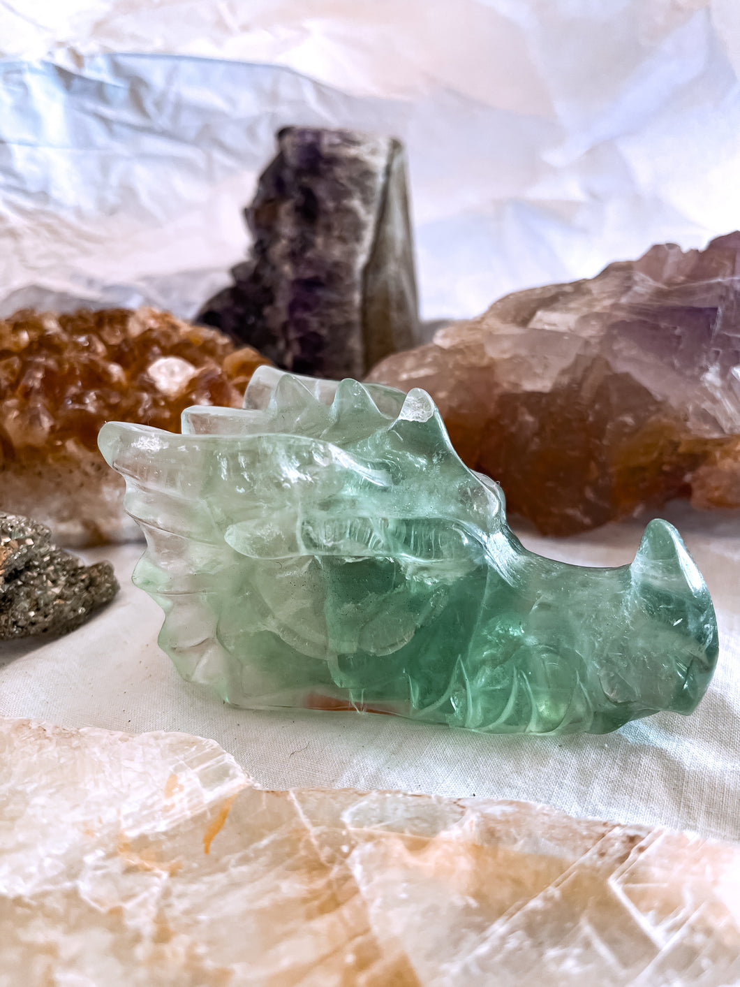 Green Fluorite Dragon Head