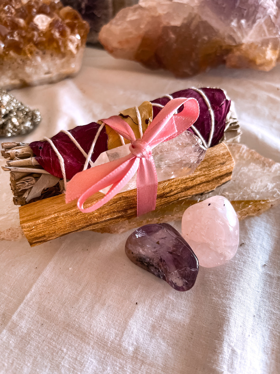 Rose Petal Sage, Palo Santo, Tibet Quartz Bundle