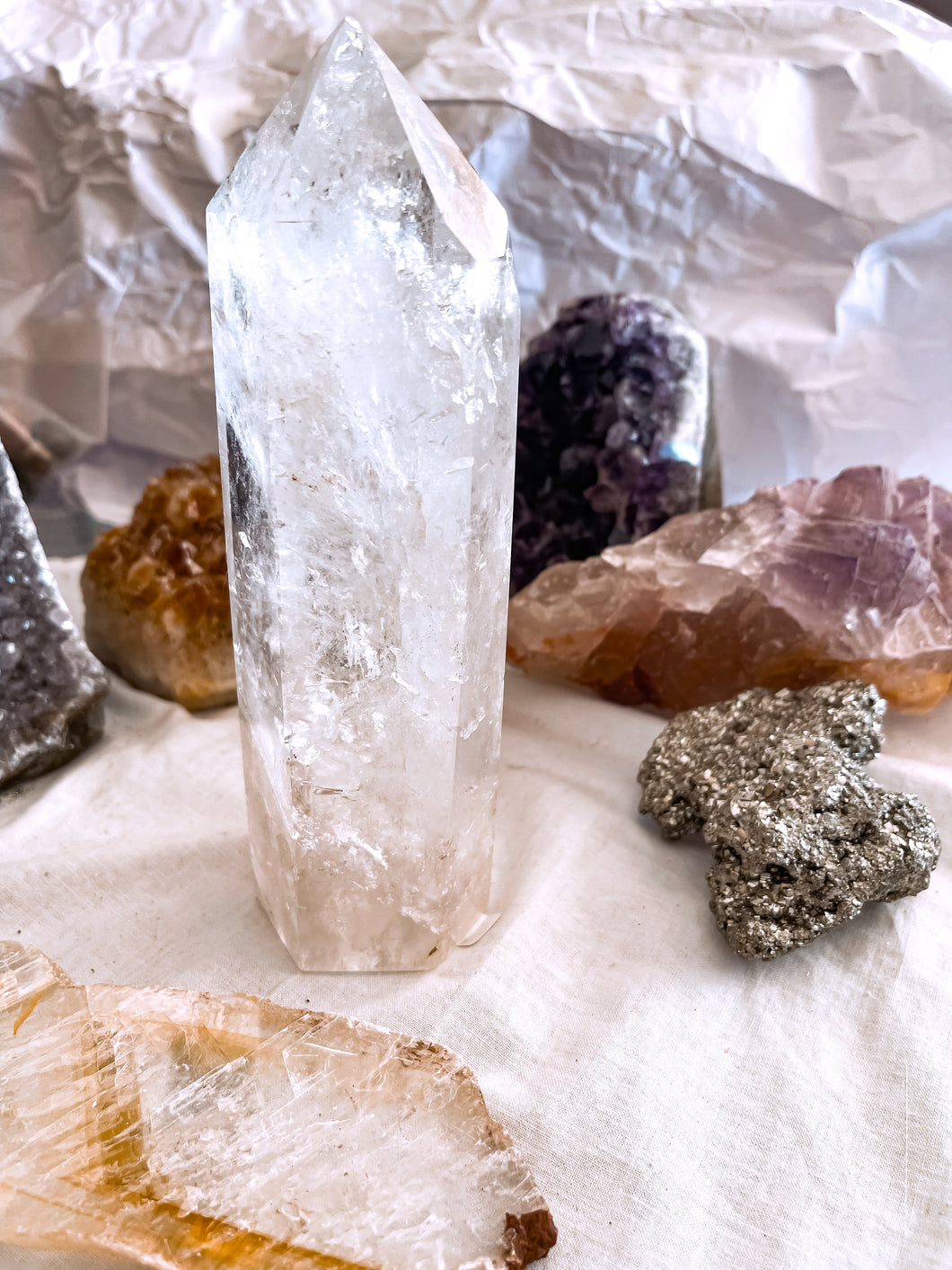 Smokey Quartz Point with Rainbows
