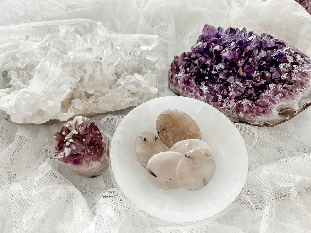 Tourmalated Quartz Worry Stone